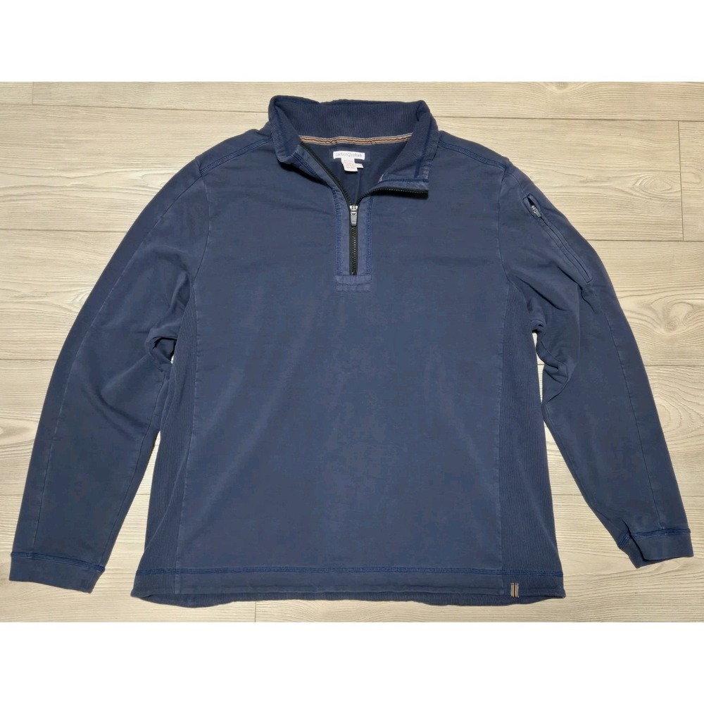 Carbon 2 Cobalt Sweater Mens Large Blue 1/4 Zip Knitted Casual Classiccore